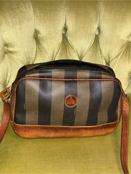 Fendi Other - Fendi Vintage Pequin Tan & Black shoulder bag includes dust bag